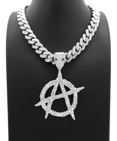 Anarchy Pendant with Cuban Necklace SM/INLAID/SILVER/CUBAN/STNS $14.35 Necklaces