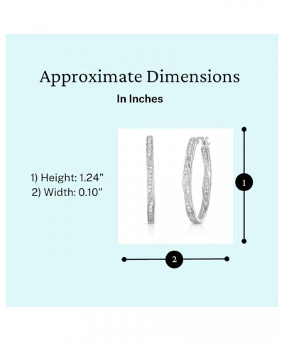 Large Twisted Oval 1/4 Cttw Diamond Hoop Earrings for Women in 925 Sterling Silver White $57.47 Earrings