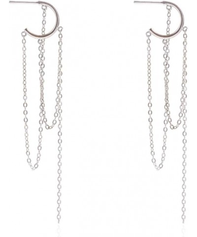 925 Sterling Silver Dangle Earrings Tassel for Women Teen Girls Elegant Dangling Earrings Chain Threader Earrings A-Silver $1...