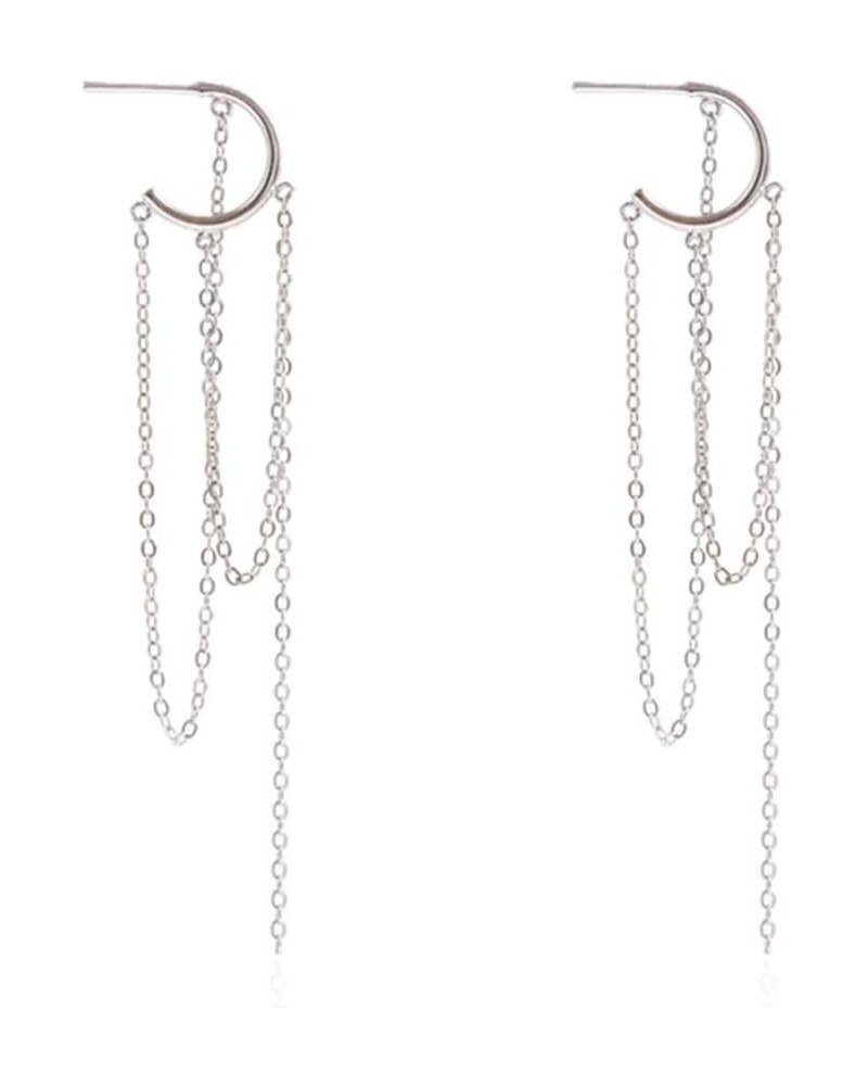 925 Sterling Silver Dangle Earrings Tassel for Women Teen Girls Elegant Dangling Earrings Chain Threader Earrings A-Silver $1...