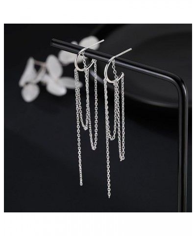 925 Sterling Silver Dangle Earrings Tassel for Women Teen Girls Elegant Dangling Earrings Chain Threader Earrings A-Silver $1...