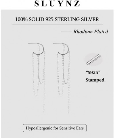 925 Sterling Silver Dangle Earrings Tassel for Women Teen Girls Elegant Dangling Earrings Chain Threader Earrings A-Silver $1...