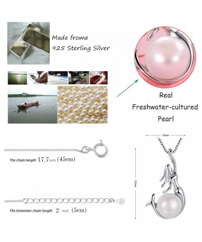 Womens Jewelry 925 Sterling Silver and Freshwater-Cultured Pearl Mermaid Pendant Necklace 18+2" (Silver) (Silver) $12.74 Neck...