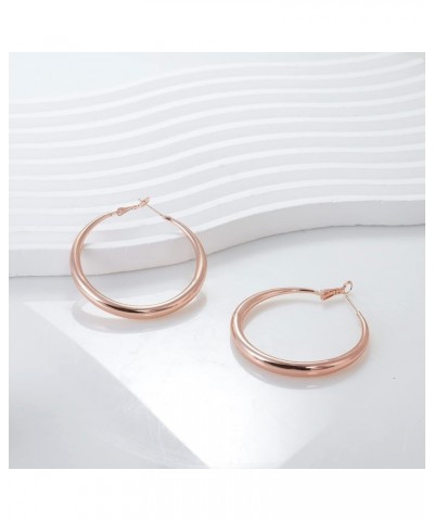 925 Silver Hoop Earrings for Women Sterling Silver Post 14K Real Gold Plated Big Simple Circle Earrings for Gifts A-Rose Gold...