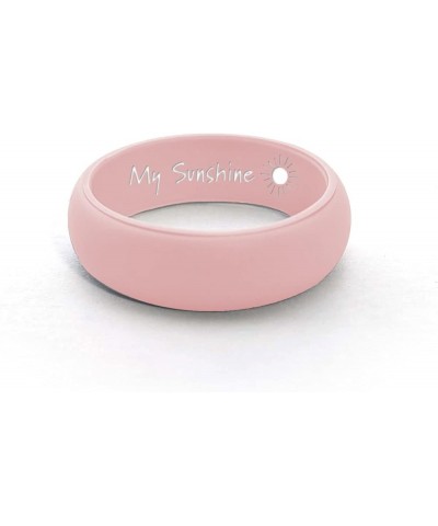 CUSTOM ENGRAVED Womens Silicone Wedding Band Active Athletic Ring - Personalize Any Text, Symbol, Image - SHIPS NEXT DAY Pink...