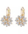 Platinum Plated Small Hoops Earrings and Dangling Flowers Earrings for Women Girls Gift Gold $6.37 Earrings