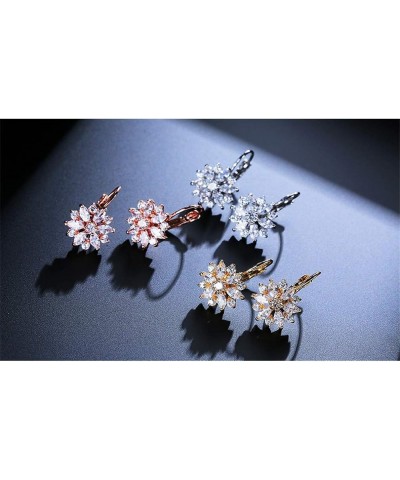 Platinum Plated Small Hoops Earrings and Dangling Flowers Earrings for Women Girls Gift Gold $6.37 Earrings