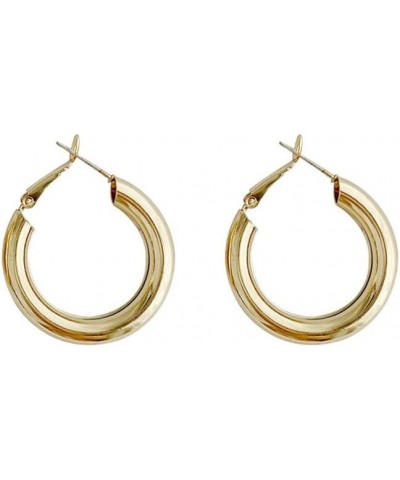 Chunky Gold Hoop Earrings for Women, 14K Gold Plated Hoop Earrings Lightweight Stainless Steel Hollow Open Hoops Hypoallergen...