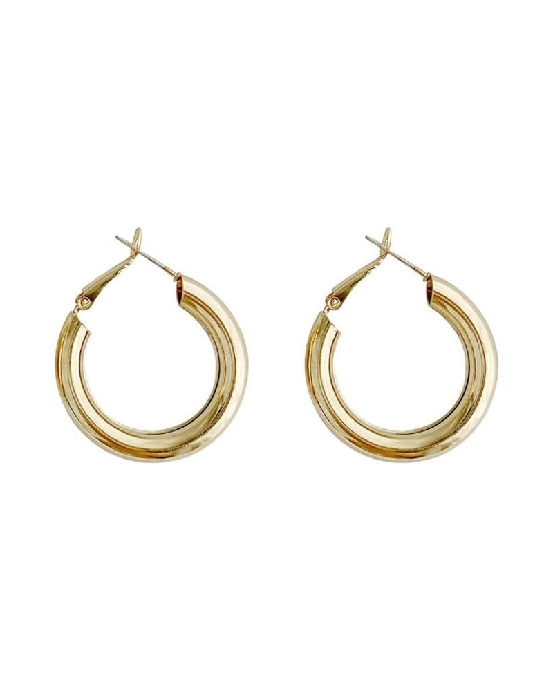 Chunky Gold Hoop Earrings for Women, 14K Gold Plated Hoop Earrings Lightweight Stainless Steel Hollow Open Hoops Hypoallergen...