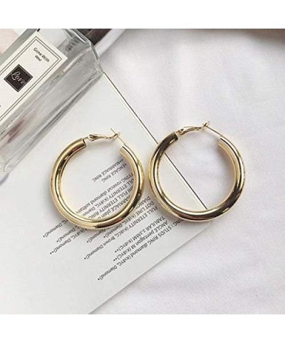 Chunky Gold Hoop Earrings for Women, 14K Gold Plated Hoop Earrings Lightweight Stainless Steel Hollow Open Hoops Hypoallergen...