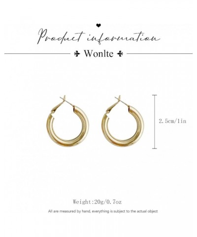 Chunky Gold Hoop Earrings for Women, 14K Gold Plated Hoop Earrings Lightweight Stainless Steel Hollow Open Hoops Hypoallergen...