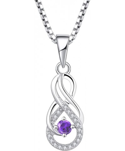 Infinity Necklace for Women Silver Infinity Pendant Necklace Sterling Silver February,Amethyst color $23.10 Necklaces