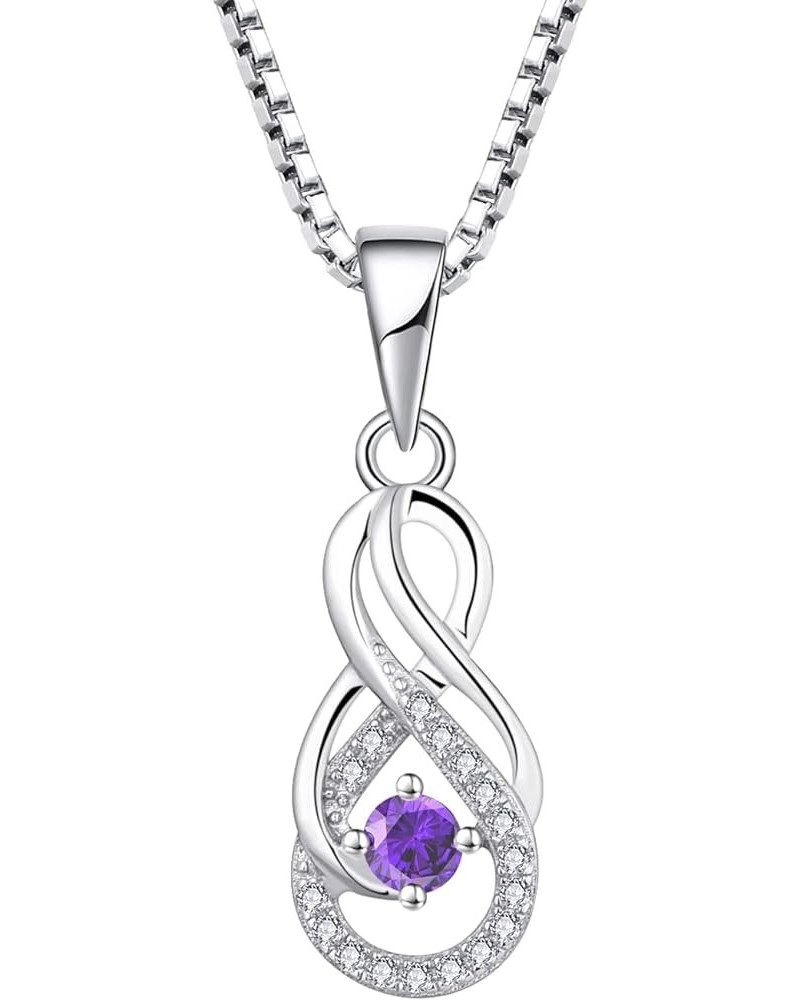 Infinity Necklace for Women Silver Infinity Pendant Necklace Sterling Silver February,Amethyst color $23.10 Necklaces