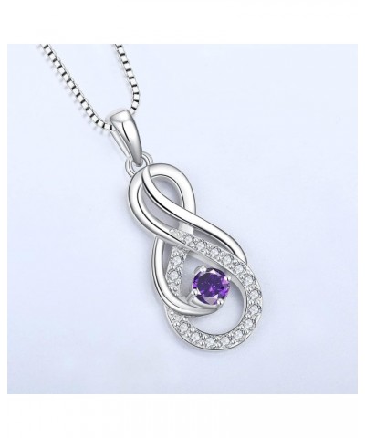 Infinity Necklace for Women Silver Infinity Pendant Necklace Sterling Silver February,Amethyst color $23.10 Necklaces