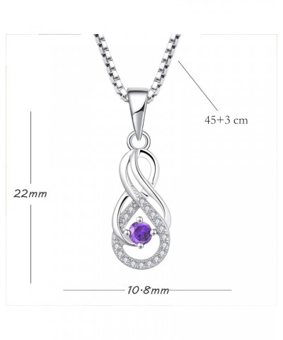 Infinity Necklace for Women Silver Infinity Pendant Necklace Sterling Silver February,Amethyst color $23.10 Necklaces