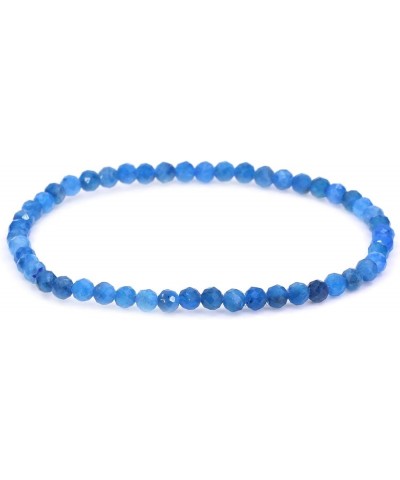 Gem Semi Precious Gemstones 4mm Natural Stone Round Beads Crystal Jasper Stretch Bracelet 7.2 Inch Unisex 4mm Faceted Blue Ap...