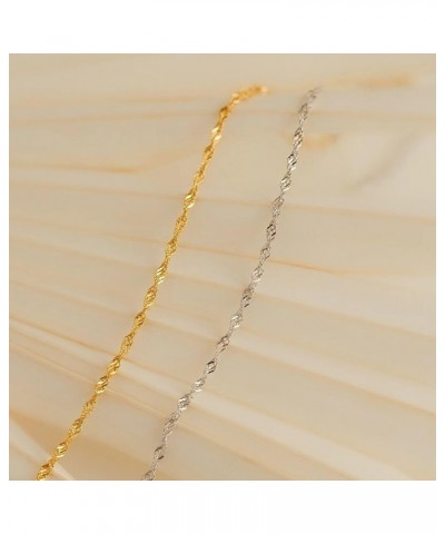 18K Gold Pearl Beaded Chain Bracelets for Women Adjustable Stainless Steel Dainty Thin Gold Box Cuban Twisted Link Chain Brac...