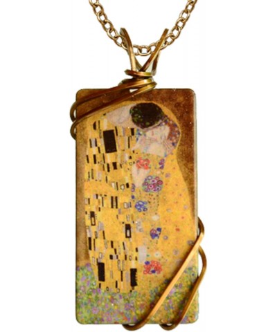 Klimt's The Kiss Wired Necklace with 18" Bronze Chain $18.85 Necklaces