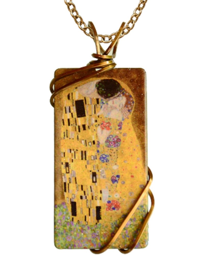 Klimt's The Kiss Wired Necklace with 18" Bronze Chain $18.85 Necklaces