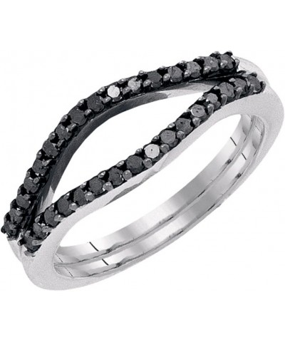 0.35 Carat Round Black Diamond Anniversary Enhancer Guard Wedding Band for Ladies in 10K Gold 6 White Gold $147.45 Others