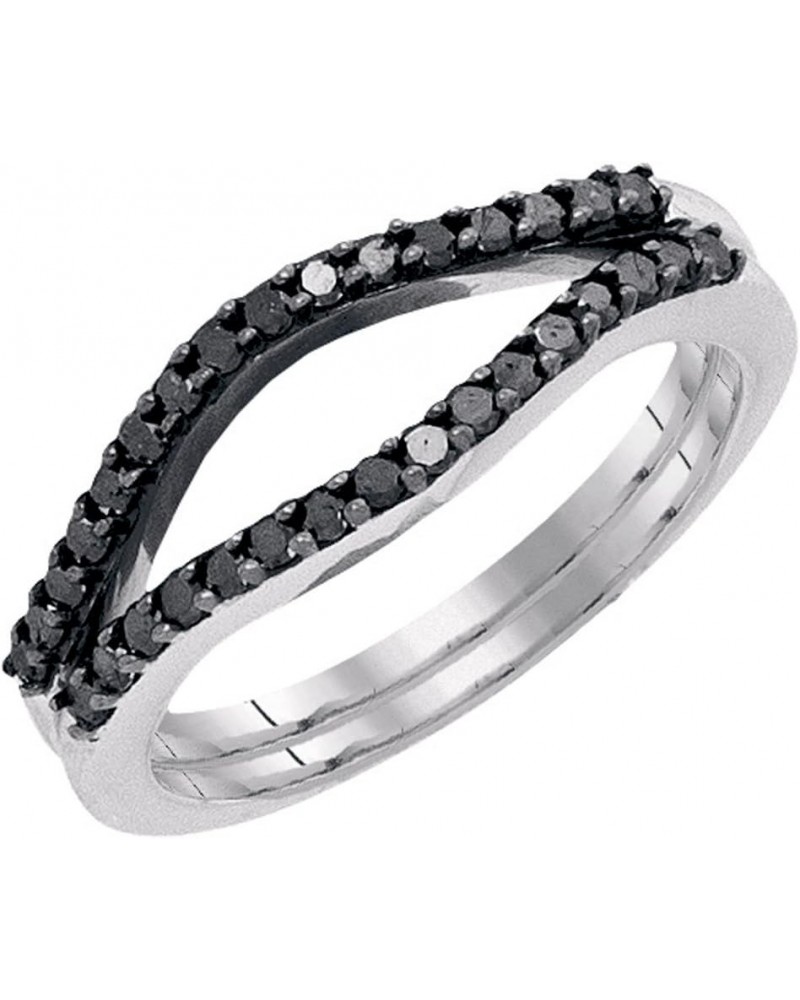 0.35 Carat Round Black Diamond Anniversary Enhancer Guard Wedding Band for Ladies in 10K Gold 6 White Gold $147.45 Others