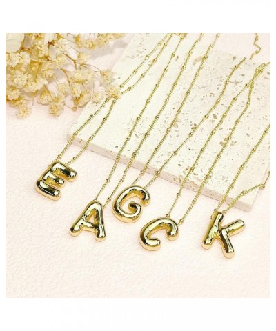 Bubble Letter Necklace Balloon Initial Necklaces for Women Girls Dainty Alphabet Pendant 14K Gold Plated Puffy Name Personali...