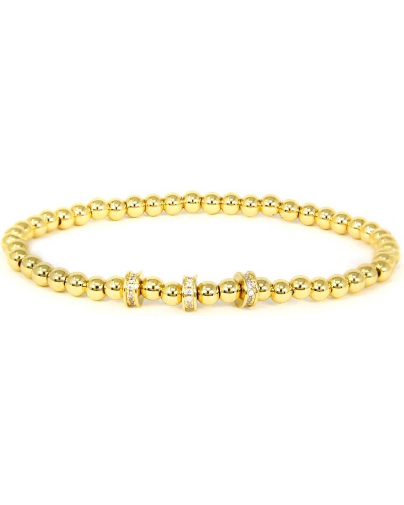 by you Women Teen Girls Stainless Steel Fashion Design Charm Rhinestone Gold Silver Bead Ball Stretchable Elastic Bracelets M...