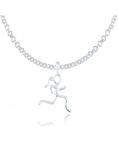 Sterling Silver Mini Stick Runner Necklace | .925 Sterling Silver Necklaces | Running Jewelry Sterling Silver Small Cable Lin...