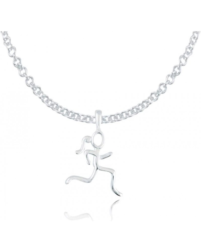 Sterling Silver Mini Stick Runner Necklace | .925 Sterling Silver Necklaces | Running Jewelry Sterling Silver Small Cable Lin...