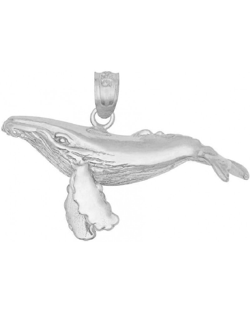 Sterling Silver Humpback Whale 3 Dimensional Solid Pendant, Made in USA, 18" Italian Box Chain Only Pendant $24.50 Necklaces