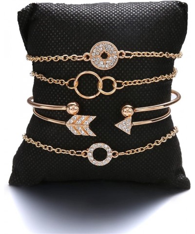 5 Piece Set Simple Round Circle Diamond Knotted Fashion Open Geometric Chain Bracelet, Bracelet Jewelry gold $5.29 Bracelets