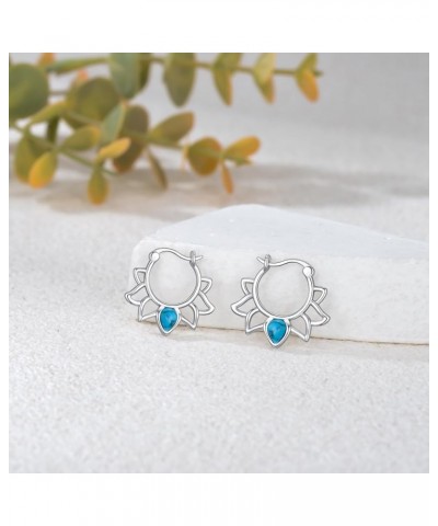 925 Sterling Silver Boho/Lotus Hoop Earrings Yoga hoop Earrings Boho Style Jewelry Gifts for Women Girls Lotus-2 $18.87 Earrings