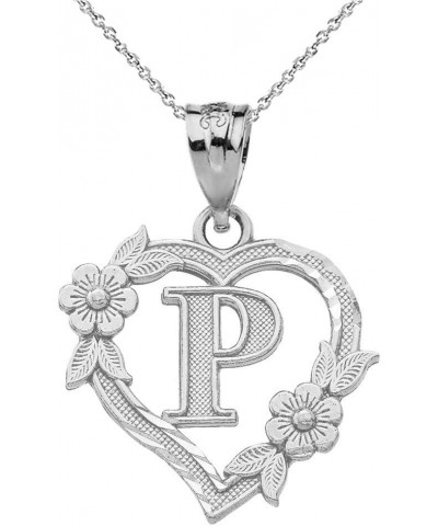 14k Initial Heart Pendant Necklace for Women in White Gold 22.0 Inches P $68.79 Necklaces