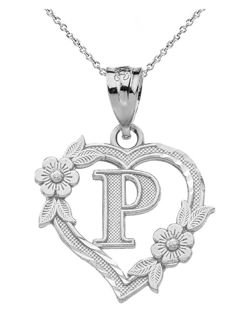 14k Initial Heart Pendant Necklace for Women in White Gold 22.0 Inches P $68.79 Necklaces