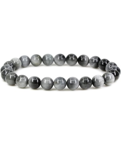 Gem Semi Precious Gemstones 8mm Round Beads Crystal Stretch Bracelet 7 Inch Unisex Black Hawk Eye Quartzite $6.62 Bracelets