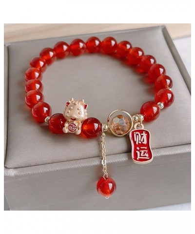 2024 Chinese New Year Dragon Bracelets,Lucky Zodiac Dragon Bracelet,Handmade Crystal Dragon Pendant Bracelet,Stretch Bracelet...