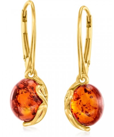 Round Amber Drop Earrings in 18kt Gold Over Sterling $26.99 Earrings