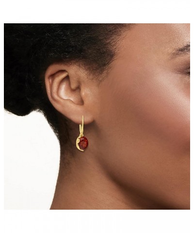 Round Amber Drop Earrings in 18kt Gold Over Sterling $26.99 Earrings