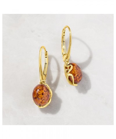 Round Amber Drop Earrings in 18kt Gold Over Sterling $26.99 Earrings