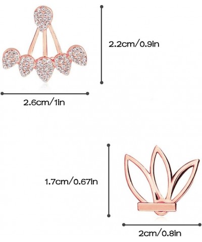 Fashion Hollow Lotus Flower Earrings Crystal Simple Chic Stud Earrings Set B(Rose Gold) $9.68 Earrings