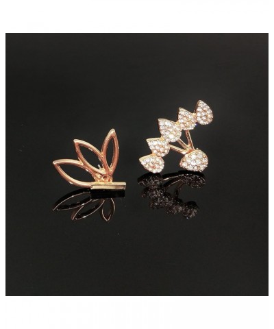 Fashion Hollow Lotus Flower Earrings Crystal Simple Chic Stud Earrings Set B(Rose Gold) $9.68 Earrings