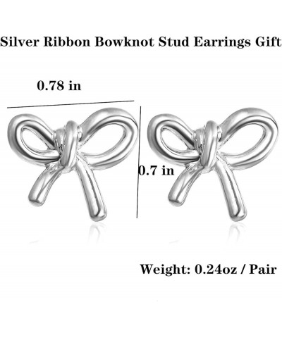 Gold Silver Bow Earrings Antique Ribbon Bowknot Stud Earrings Jewelry Gift for Women Silver A $7.79 Earrings