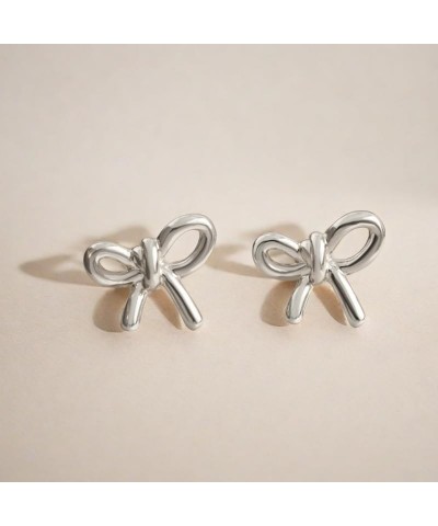 Gold Silver Bow Earrings Antique Ribbon Bowknot Stud Earrings Jewelry Gift for Women Silver A $7.79 Earrings