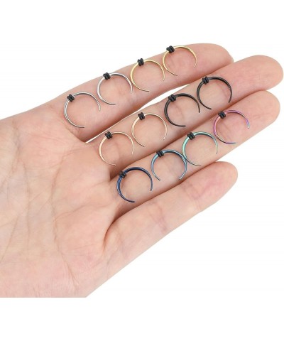 12pcs 10G 12G 14G 16G 18G Stainless Steel Septum Pinchers Piercing Horseshoes Nose Rings Buffalo Taper 6 colors 10G, 3/8"(10m...