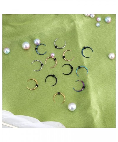 12pcs 10G 12G 14G 16G 18G Stainless Steel Septum Pinchers Piercing Horseshoes Nose Rings Buffalo Taper 6 colors 10G, 3/8"(10m...