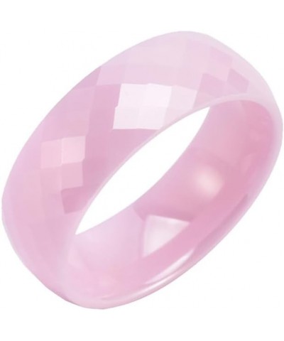 Unisex Ceramic Dainty 6mm Multi-Faceted Rhombic Cut Classic Plain Ring Comfort Fit Engagement Wedding Band Pink $8.25 Bracelets