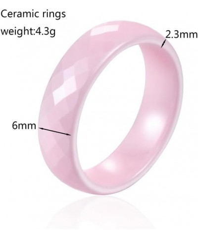 Unisex Ceramic Dainty 6mm Multi-Faceted Rhombic Cut Classic Plain Ring Comfort Fit Engagement Wedding Band Pink $8.25 Bracelets