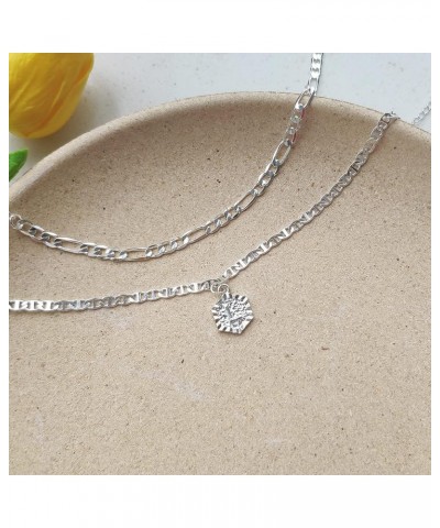 Silver Initial Anklet for Women Anklets with Initials 2pcs Ankle Bracelets for Teen Girls Cuban Link Anklets for Women M $7.0...