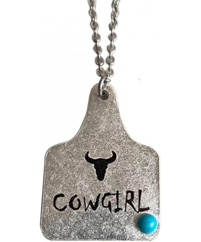 Western Turquoise Cowboy Cowgilrs Lightning Pendant Necklace Bull Head Bar Y Necklace for Women Gemstone Cattle Bohemian Trib...