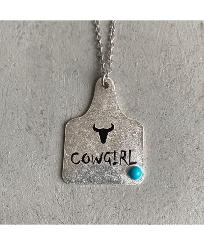 Western Turquoise Cowboy Cowgilrs Lightning Pendant Necklace Bull Head Bar Y Necklace for Women Gemstone Cattle Bohemian Trib...